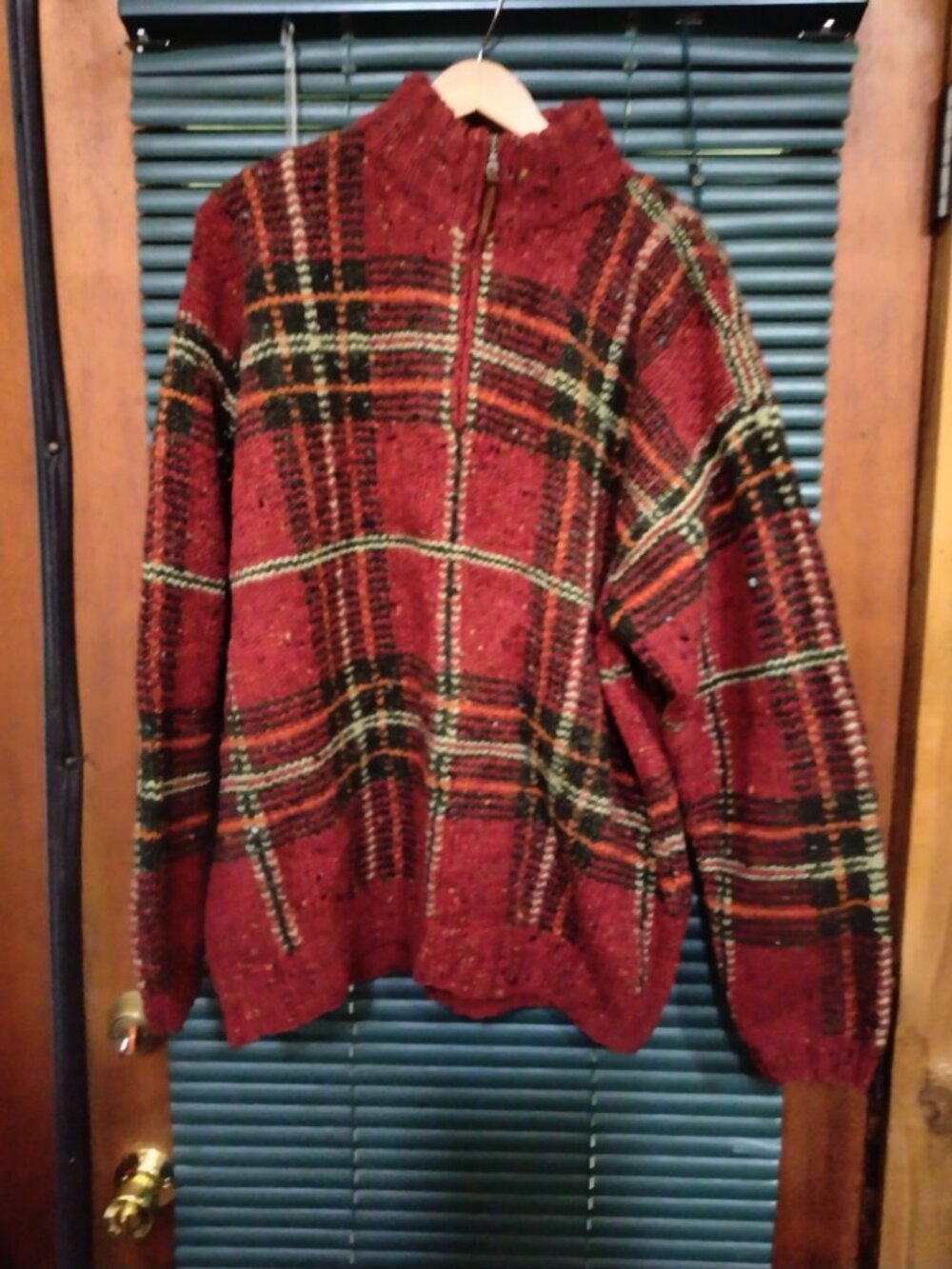 Vintage Ralph Lauren Hand Knit Sweater With Zip Neck Sold As Is Size L